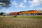 BNSF 6955, BNSF 808306 (buffer car), BNSF 91 (unmanned track geometry car)